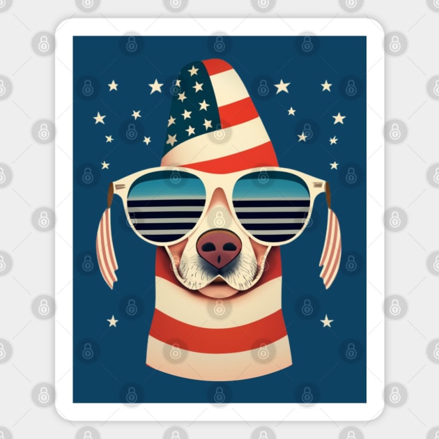 Dog With USA Flag Sunglasses Magnet by SOS@ddicted